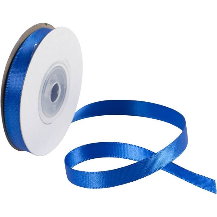Cinta de satén, A: 10 mm, azul, 10 m/ 1 rollo