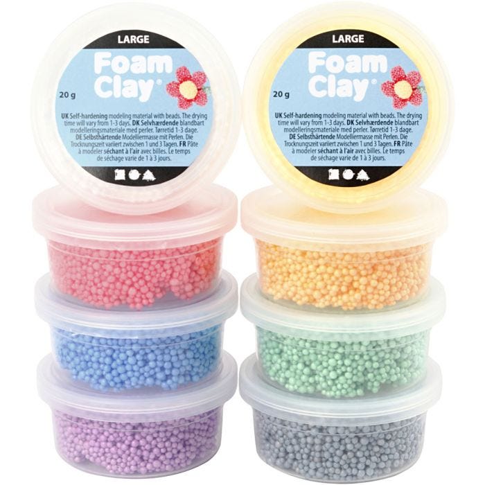 Foam Clay Large, surtido de colores, 8x20 gr/ 1 paquete