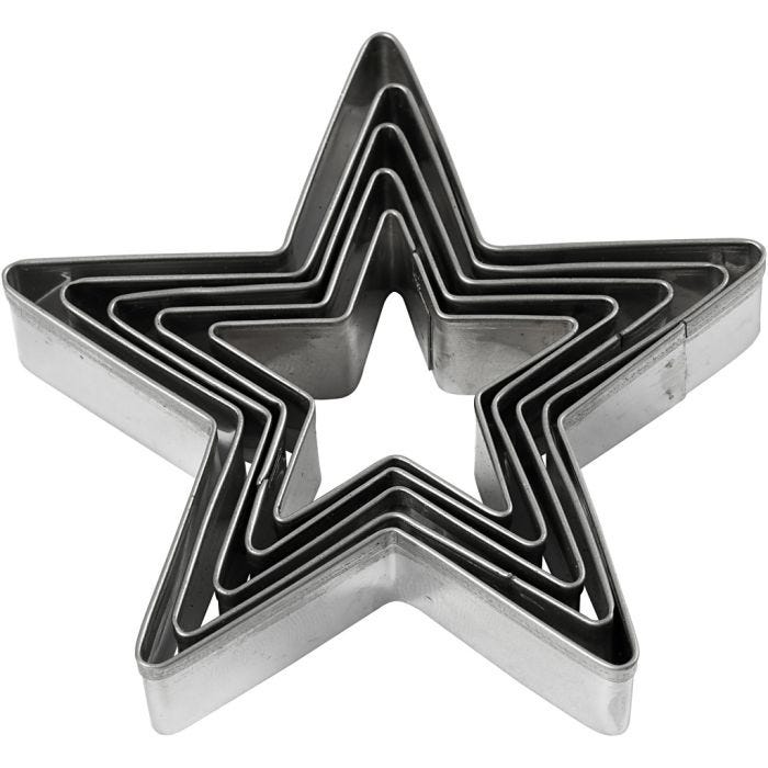 Cortador de galletas, Estrella, medidas 8 cm, 5 ud/ 1 paquete