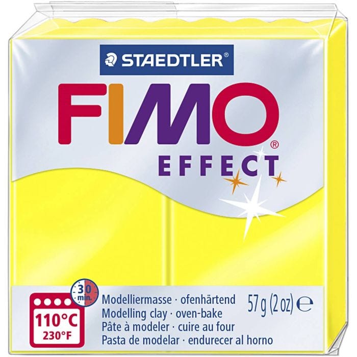 FIMO effect, amarillo neón, 57 gr/ 1 paquete