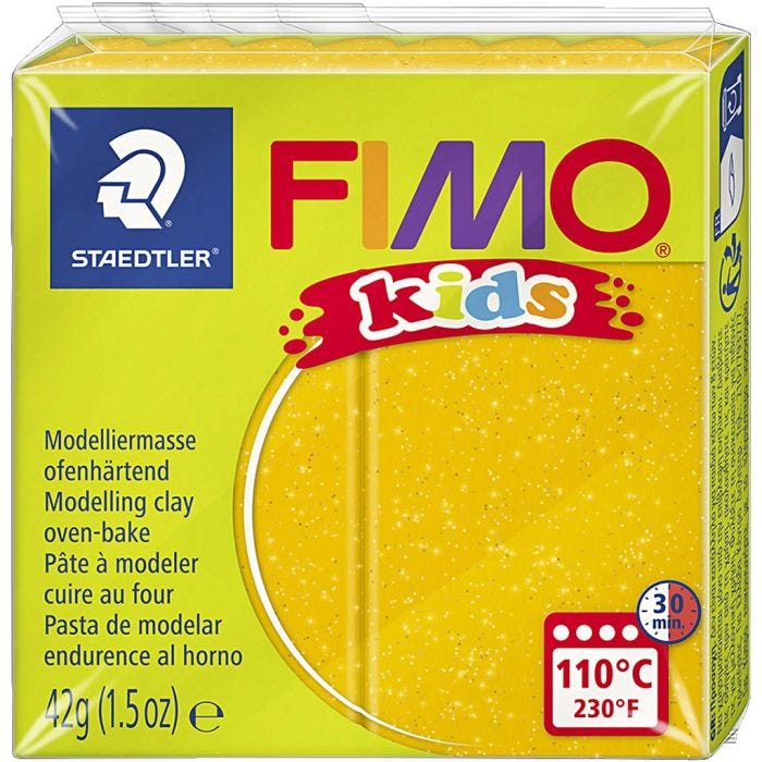 Pasta de modelar FIMO® Kids , purpurina, dorado, 42gr/ 1 paquete