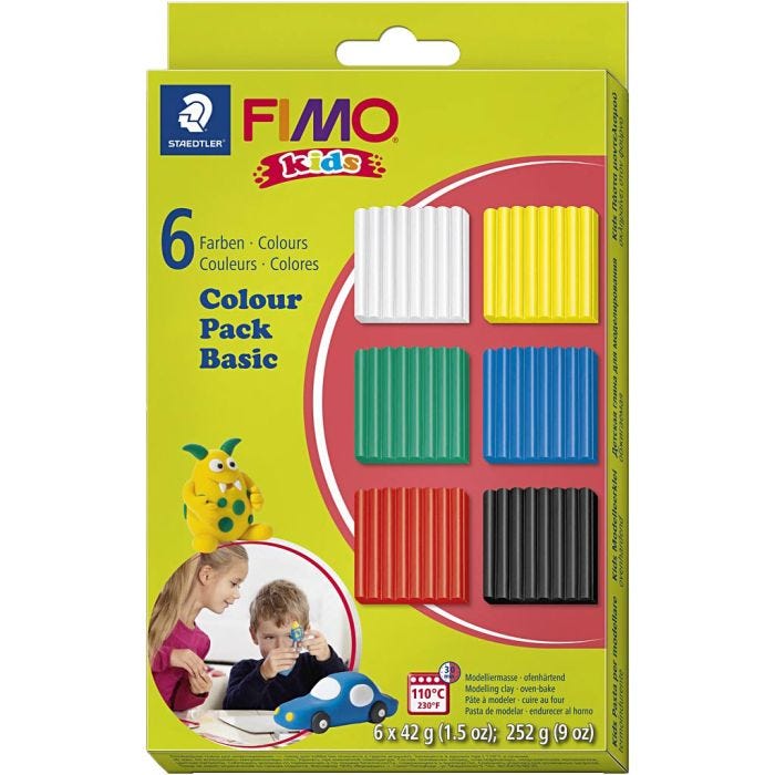 Pasta de Modelar FIMO® Kids, colores estándar, 6x42 gr/ 1 paquete