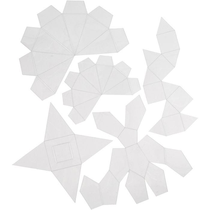 Moldes en hoja, formas geométricas, 6-13 cm, transparente, 5ud/ 1 paquete