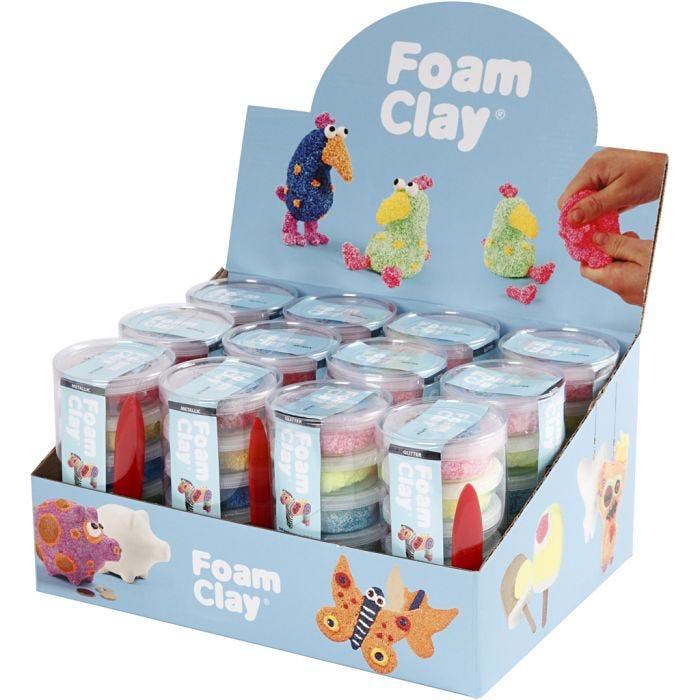 Foam Clay®, colores con purpurina, colores metálicos, 12 set/ 1 paquete