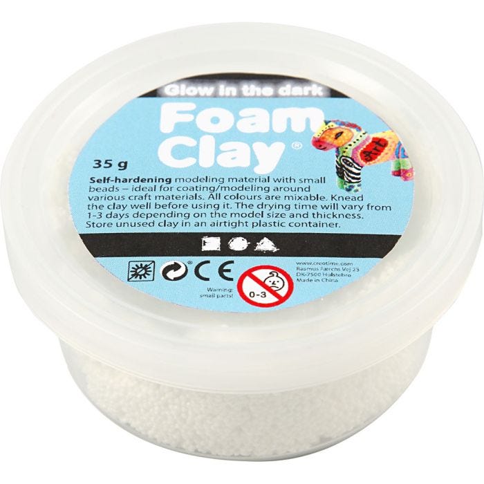 Foam Clay®, brilla en la oscuridad, 35 gr/ 1 bote