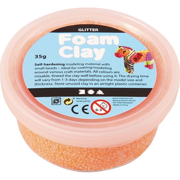 Foam Clay®, purpurina, naranja, 35gr/ 1 bote