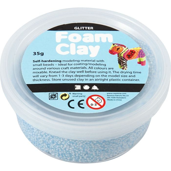 Foam Clay®, purpurina, azul claro, 35gr/ 1 bote