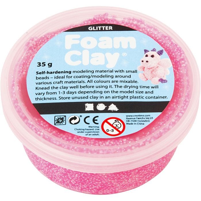 Foam Clay®, purpurina, rosa, 35 gr/ 1 bote