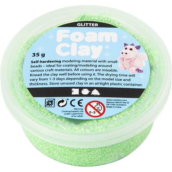 Foam Clay®, purpurina, verde, 35 gr/ 1 bote