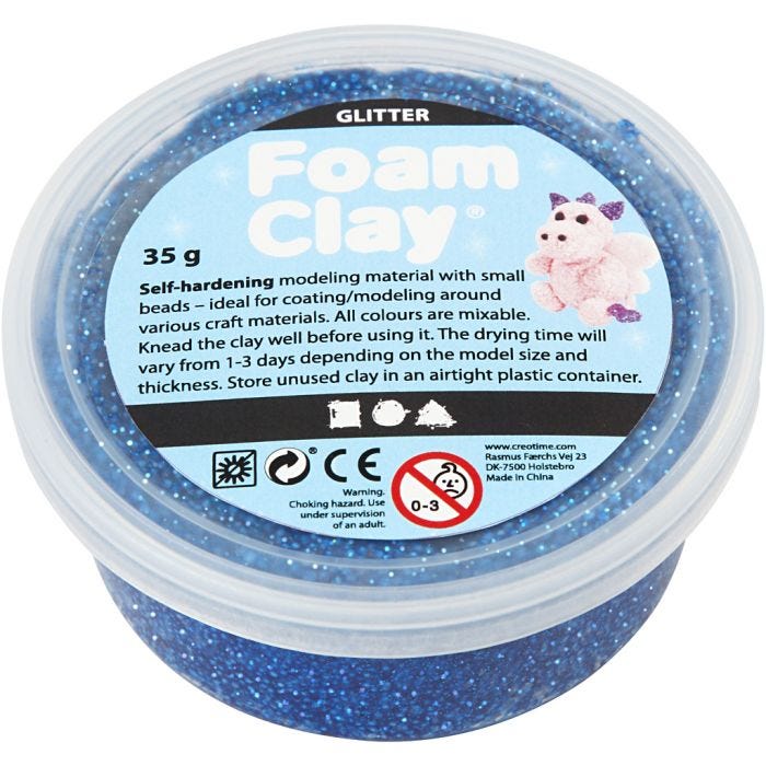 Foam Clay®, purpurina, azul, 35 gr/ 1 bote