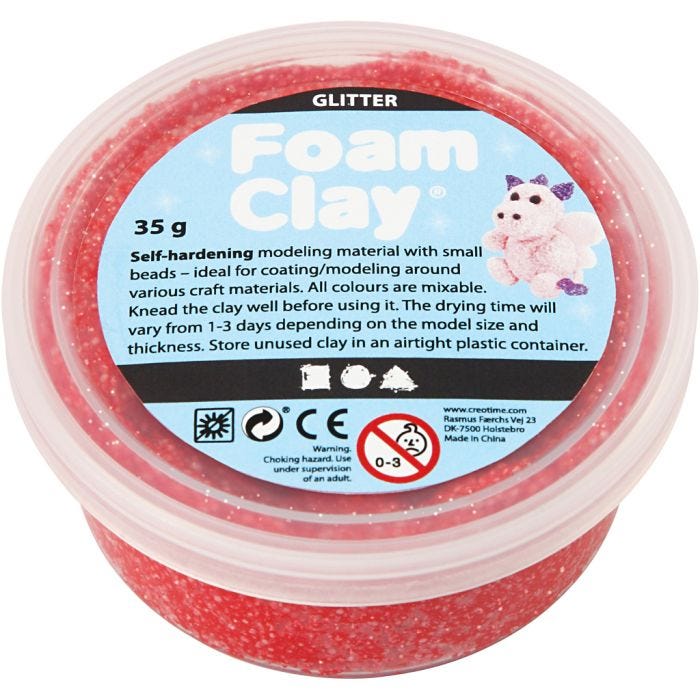 Foam Clay®, purpurina, rojo, 35 gr/ 1 bote