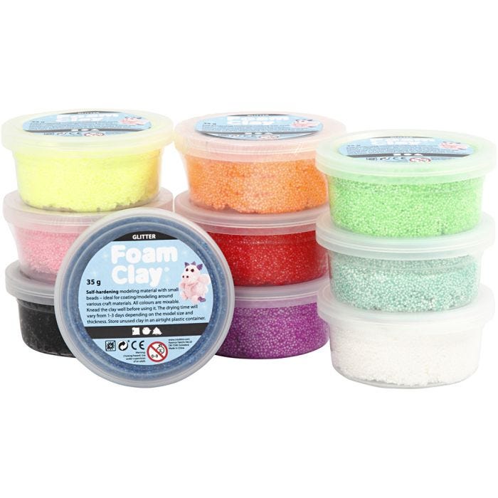 Foam Clay®, purpurina, surtido de colores, 10x35 gr/ 1 paquete