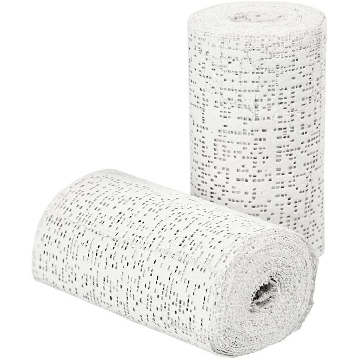 Gasa de yeso, L. 2,7 M, A: 10 cm, blanco, 2 rollo/ 1 paquete
