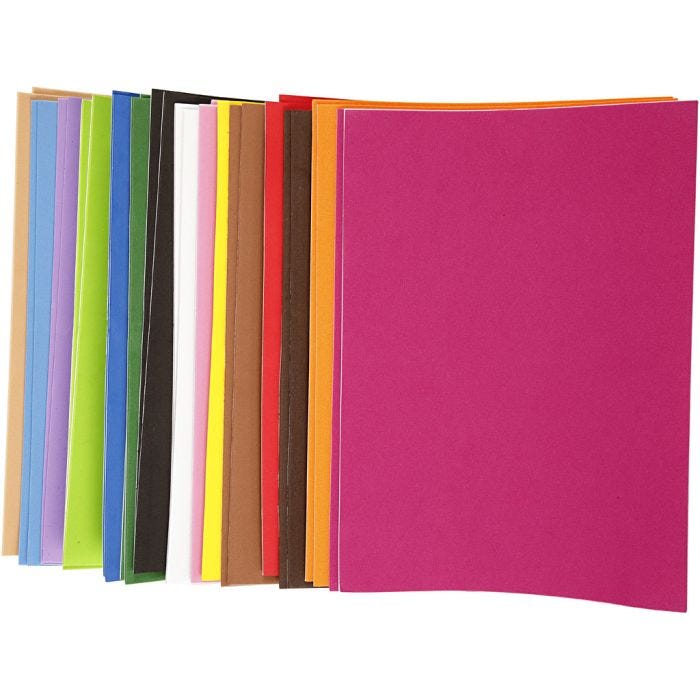 Hojas de goma EVA, sin adhesivo, A4, hoja 210x297 mm, grosor 2 mm, 30hojas stdas/ 1 paquete