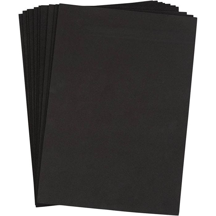 Espuma EVA, A4, hoja 210x297 mm, grosor 2 mm, negro, 10 hoja/ 1 paquete