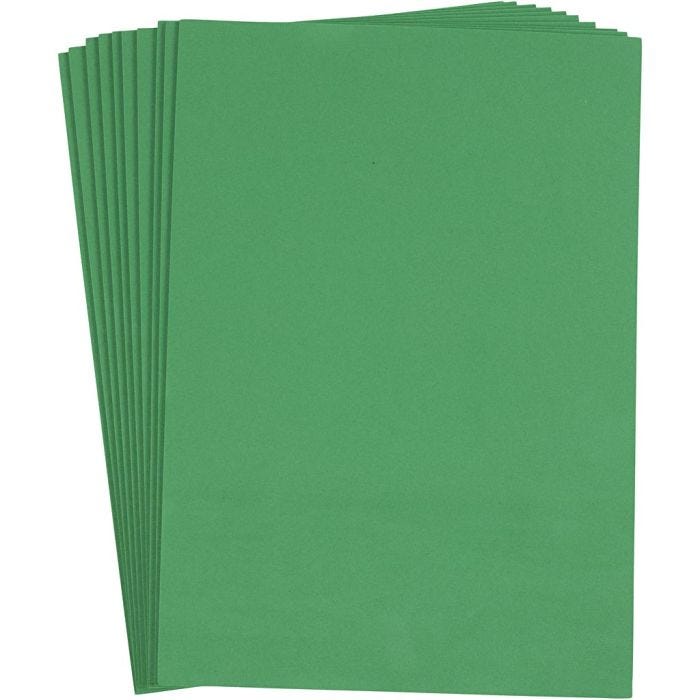 Espuma EVA, A4, hoja 210x297 mm, grosor 2 mm, verde oscuro, 10 hoja/ 1 paquete