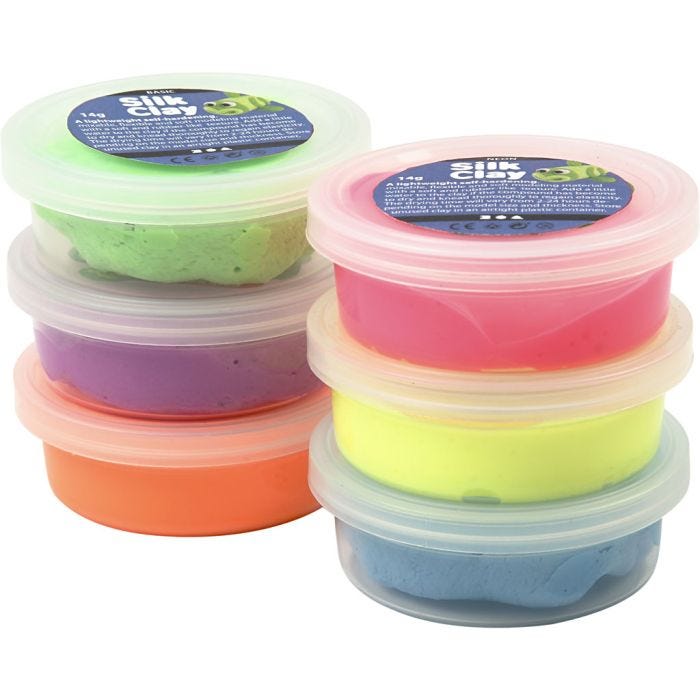 Silk Clay®, colores neón, 6x14 gr/ 1 paquete