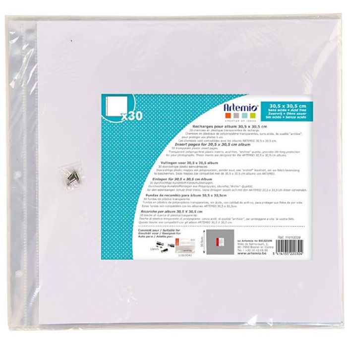 Fundas transparentes para álbumes de fotos, medidas 30,5x30,5 cm, 30 hoja/ 1 ud