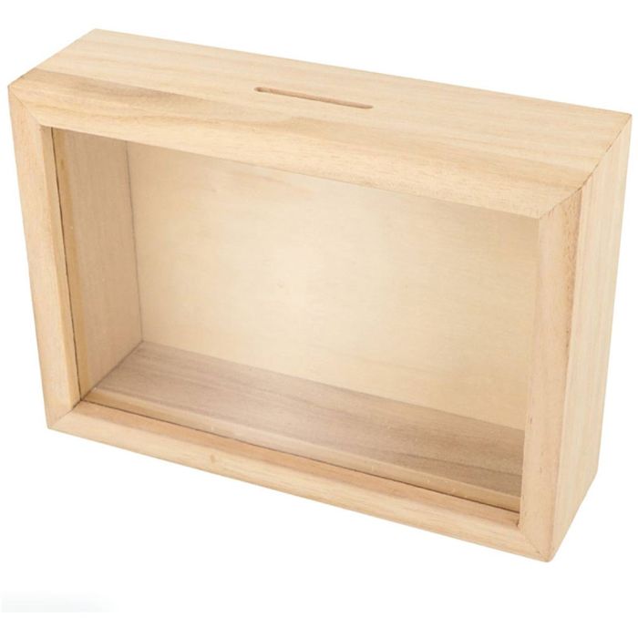 Hucha de madera para viajes para decorar, medidas 17x12x5 cm, 1 ud