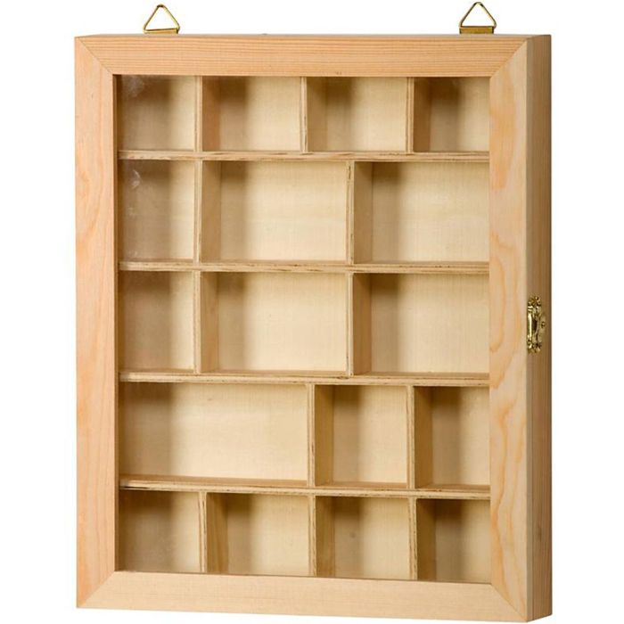 Vitrina de madera, medidas 23x28 cm, 1 ud