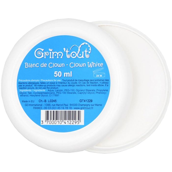 Pintura facial de payaso, blanco, 50 ml/ 1 bote