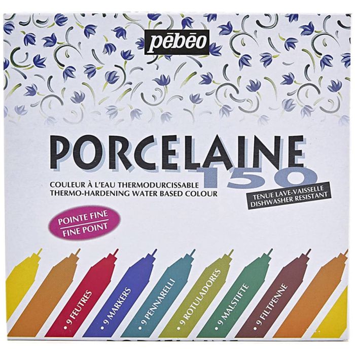 Rotuladores para porcelana Pébéo, P150 - Punta fina, 9 ud/ 1 paquete