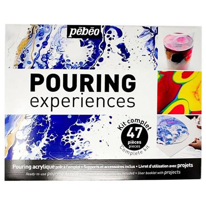 Kit de pintura Pebeo, Pouring experiences, surtido de colores, 47 partes/ 1 paquete