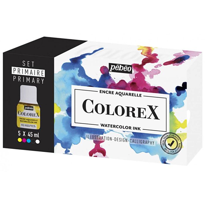 Juego de tintas para acuarela Colorex, colores primario, 5x45 ml/ 1 paquete