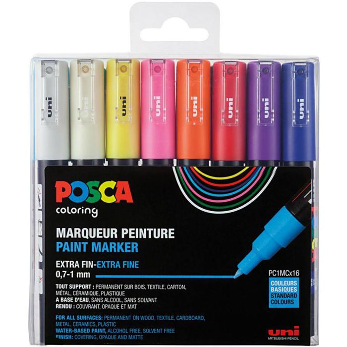 Set de rotuladores Posca, PC-1MC, medida PC-1MC, colores estándar, 16 ud/ 1 paquete