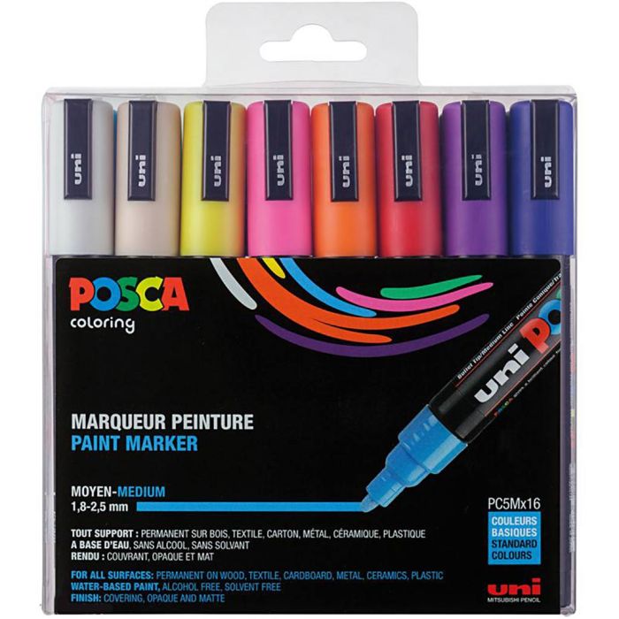 Set de rotuladores Posca, PC-5M, medida PC-5M, colores estándar, 16 ud/ 1 paquete