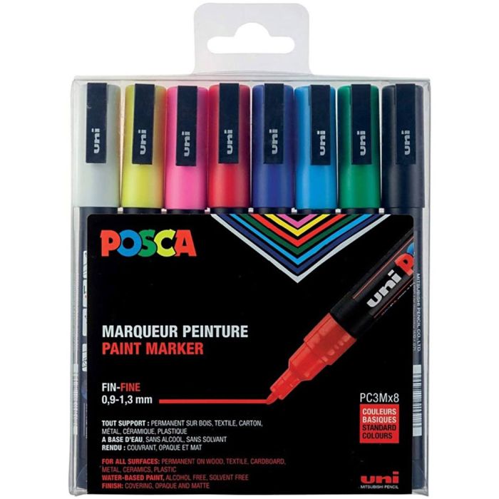 Set de rotuladores Posca, PC-3M, medida PC-3M, colores estándar, 8 ud/ 1 paquete