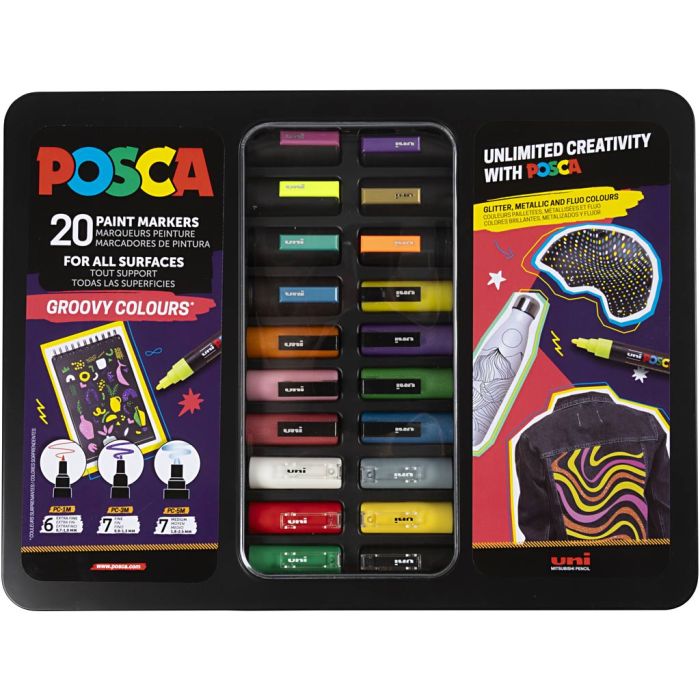 Estuche Posca, groovy colours, 20 ud/ 1 paquete
