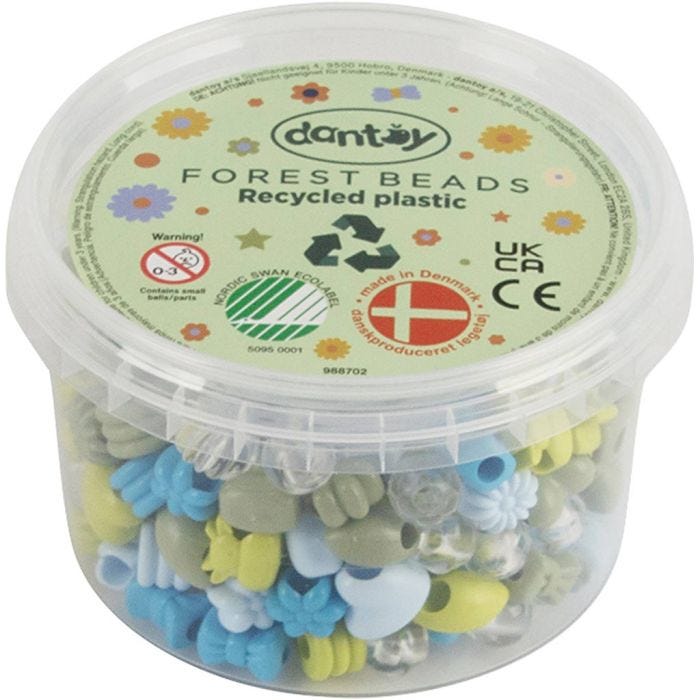 Cuentas Dantoy, Plástico reciclado, dia 5-8 mm, medida agujero 4 mm, azul/gris harmonía, 280 ud/ 1 paquete