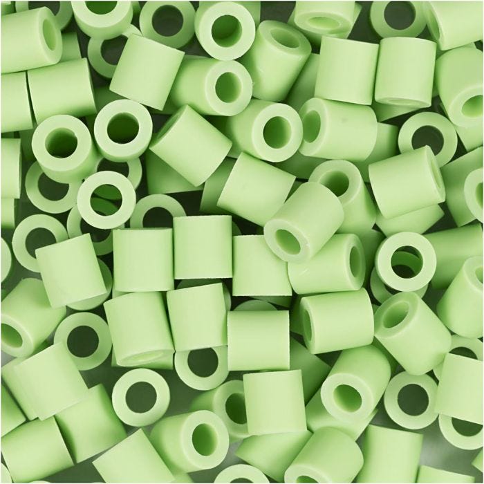 NABBI BioBeads Cuentas, medidas 5x5 mm, medida agujero 2,5 mm, medium, verde pastel, 1000 ud/ 1 paquete
