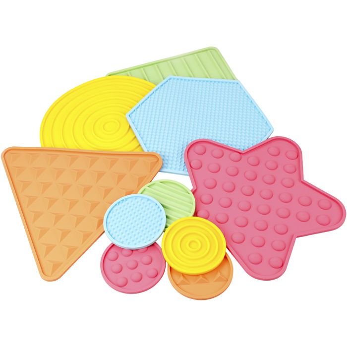 Tactile Touch Mats, A: 0,7 cm, dia 10+26 cm, surtido de colores, 10 ud/ 1 paquete