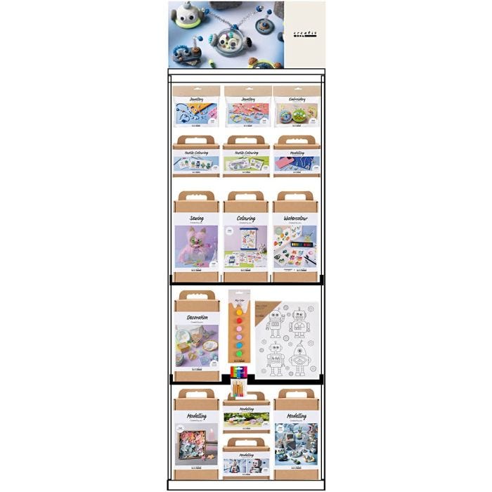 Expositor de suelo, desmontado, Novedades para niños, A: 1580 mm, L. 600 mm, A: 400 mm, 97 uds de vta/ 1 ud