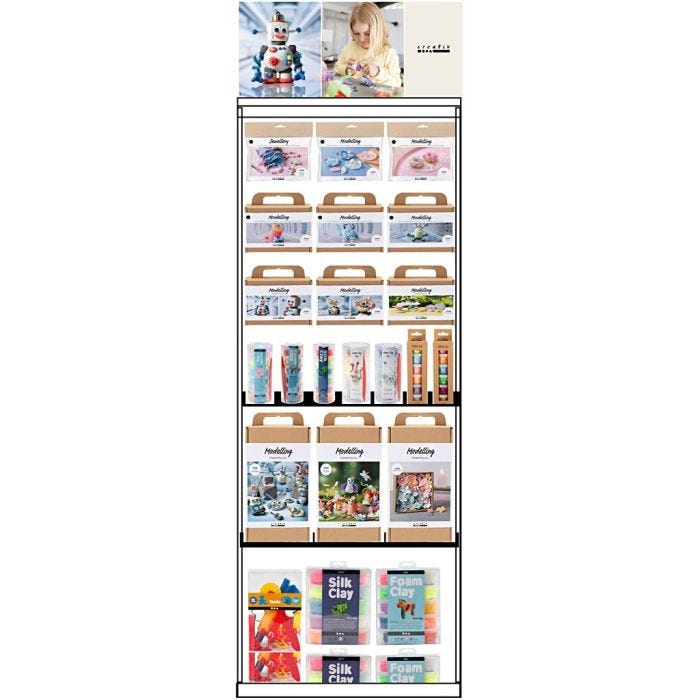Expositor de suelo, desmontado, Modelado para niños, A: 1580 mm, L. 600 mm, A: 400 mm, 96 uds de vta/ 1 ud