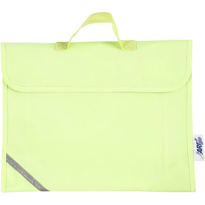 Bolsa escolar, 9 cm, 36x29 cm, amarillo fluorescente, 1 ud