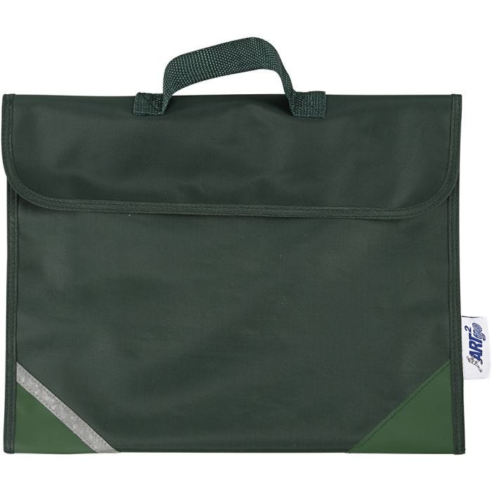 Bolsa escolar, 9 cm, 36x29 cm, verde, 1 ud