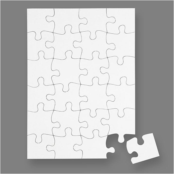 Rompe cabezas, medidas 15x21 cm, blanco, 24 piezas, 16 ud/ 1 paquete