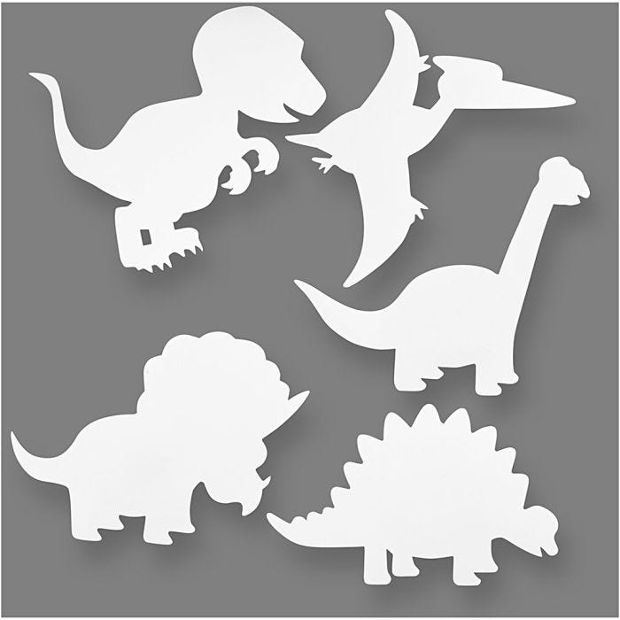 Dinosaurios, A: 15-22 cm, A: 24-25 cm, 230 gr, blanco, 16 ud/ 1 paquete