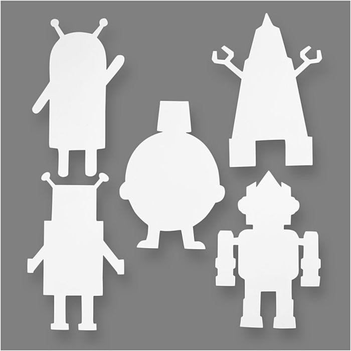 Robots, A: 22,5-24 cm, A: 15-16 cm, 230 gr, blanco, 16 ud/ 1 paquete