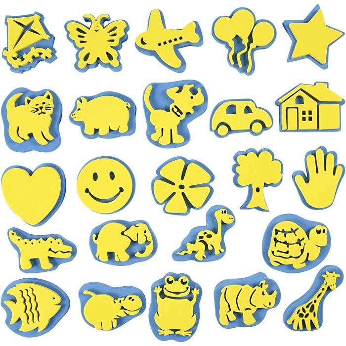 Set de sellos de foam "cada día", A: 6-8 cm, 24 ud/ 1 paquete