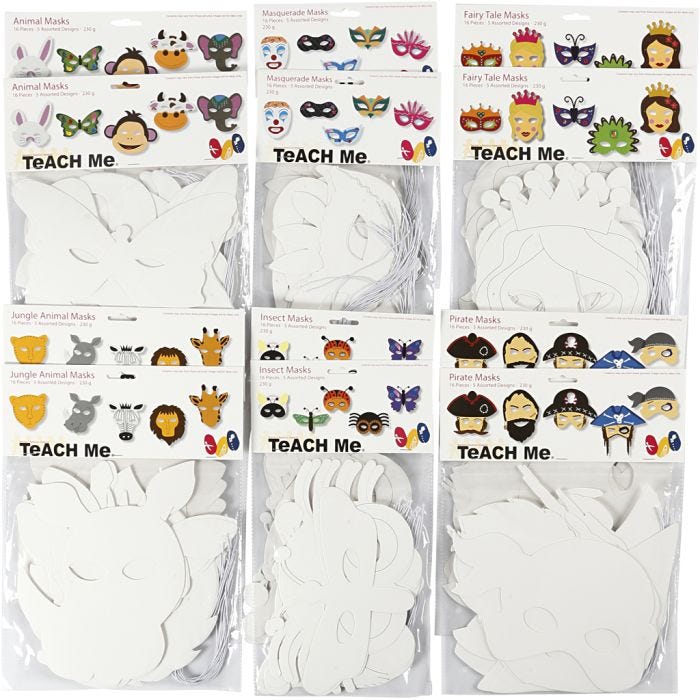 Máscaras, A: 15-22 cm, A: 24-25 cm, blanco, 192 ud/ 1 paquete