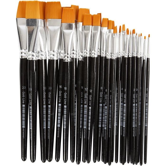 Pinceles de línea dorada, medida 0-22, L. 17-21,5 cm, A: 1-22 mm, 66 ud/ 1 paquete