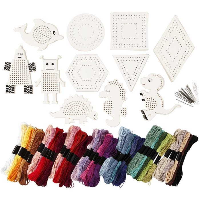 Figuras para bordar con hilo , 8-17 cm, surtido de colores, 1 set