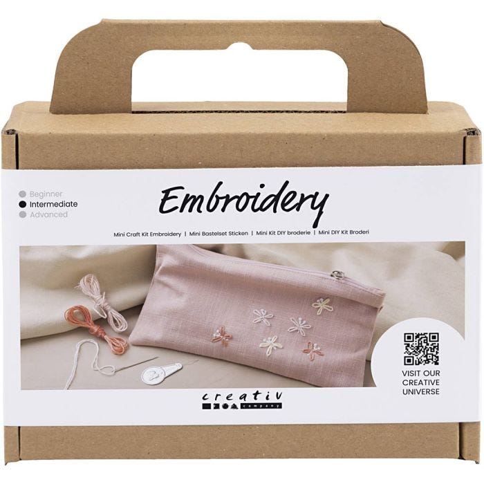 Mini Kit de manualidades Bordado, Bolso de mano, rosado polvoriento, 1 paquete
