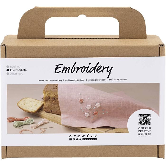 Mini Kit de manualidades Bordado, Servilleta de tela, rosado polvoriento, 1 paquete