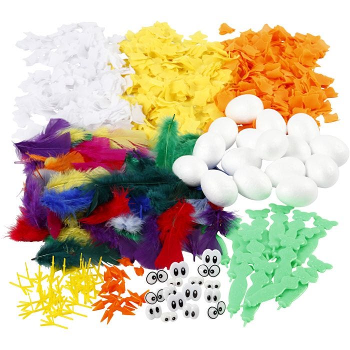 Kit para hacer pollitos de Pascua, A: 6 cm, 16 ud, 1 set