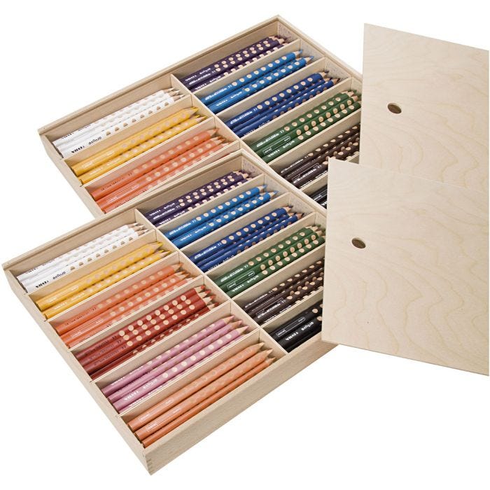 Lápices de Colores con Surcos, L. 18 cm, mina 4,25 mm, surtido de colores, 2x144 ud/ 1 paquete
